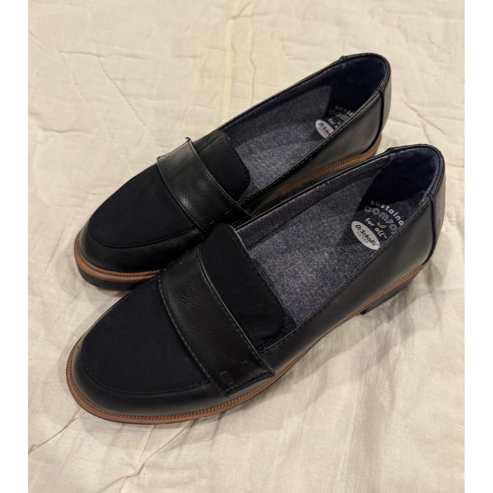 Dr Scholls Women 7M Black Platform Penny Loafers Grow Up Lug Sole Comfort Shoes